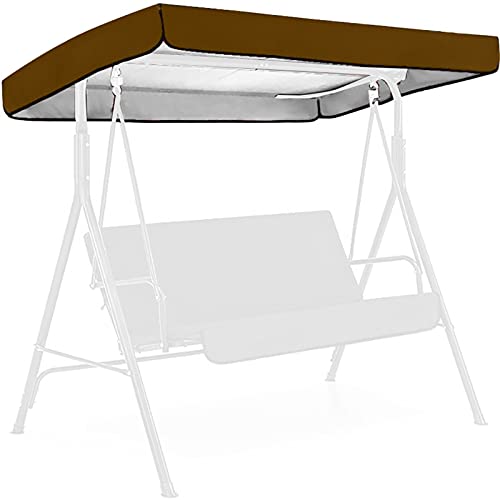 2023 New Swing Canopy Replacement Waterproof Top Cover for Patio Swing Garden Swing Outdoor, 75.20x47.24 in Swing Chair Cover Patio Swing Canopy Replacement Cover (Brown)