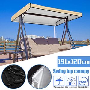 2023 New Swing Canopy Replacement Waterproof Top Cover for Patio Swing Garden Swing Outdoor, 75.20x47.24 in Swing Chair Cover Patio Swing Canopy Replacement Cover (Brown)