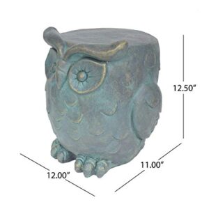 Christopher Knight Home Agnes Owl Garden Stool, Lightweight Concrete, Gold Patina Finish