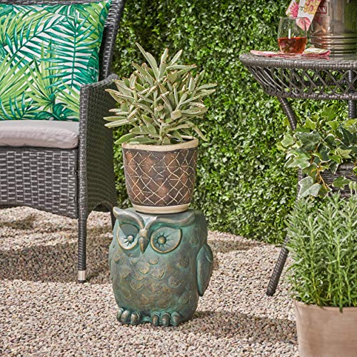 Christopher Knight Home Agnes Owl Garden Stool, Lightweight Concrete, Gold Patina Finish