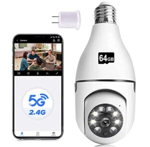 light bulb security camera,2.4g&5g light bulb camera，355°ptz &night vision & motion detection light socket camera