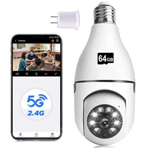 Light Bulb Security Camera,2.4G&5G Light Bulb Camera，355°PTZ &Night Vision & Motion Detection Light Socket Camera