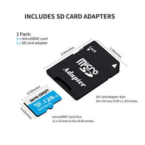 Micro Center 128GB microSDXC Card 2 Pack, Nintendo-Switch Compatible Flash Memory Card, UHS-I C10 U3 V30 4K UHD Video A1 R/W Speed up to 90/60 MB/s Micro SD Card with Adapter (128GB x 2)