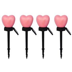 valentine’s solar lights led solar outdoor day decorations tree 4pcs stakes garden plug lights decoration & hangs metal animal sculpture (pink, one size)