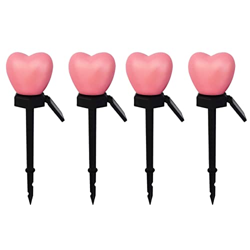 Valentine's Solar Lights LED Solar Outdoor Day Decorations Tree 4PCS Stakes Garden Plug Lights Decoration & Hangs Metal Animal Sculpture (Pink, One Size)