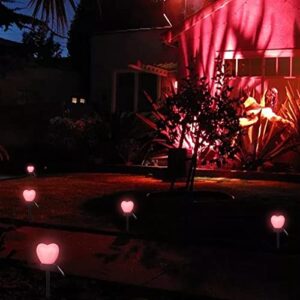 Valentine's Solar Lights LED Solar Outdoor Day Decorations Tree 4PCS Stakes Garden Plug Lights Decoration & Hangs Metal Animal Sculpture (Pink, One Size)