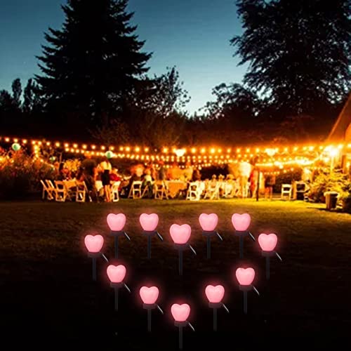 Valentine's Solar Lights LED Solar Outdoor Day Decorations Tree 4PCS Stakes Garden Plug Lights Decoration & Hangs Metal Animal Sculpture (Pink, One Size)