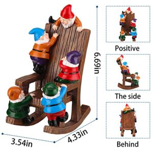 ZJ Whoest Garden Gnomes Statue Funny Gnome Garden Statue Garden Art Outdoor for Garden Decor, Outdoor Statue for Patio, Lawn, Yard Decoration, Housewarming Garden Gift- Rocking Chair Gnomes