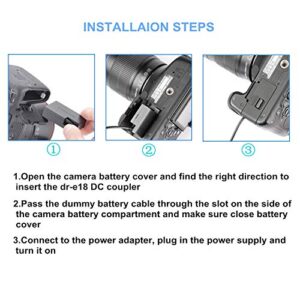 ACK-E18 DR-E18 Continuous Power Adapter LP-E17 Dummy Battery for Canon Rebel T7i T6i T8i EOS RP SL2 SL3 200D 200D II 250D 750D 760D 800D 77D 8000D Kiss X8i X9i X10 T6S Camera by Tengdaxing