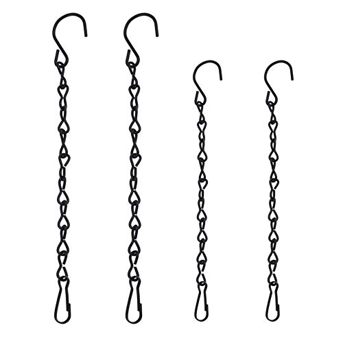 Acronde 4PCS Black Metal Hanging Chains for Bird Feeders, Planters, Lanterns, Billboard, Wind Chimes, Flower Pot Garden