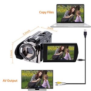 kicteck Video Camera Camcorder Digital Camera Recorder Full HD 1080P 15FPS 24MP 3.0 Inch 270 Degree Rotation LCD 16X Zoom Camcorder with 2 Batteries(604s)