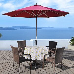 UMINEUX Outdoor Tablecloth with Umbrella Hole and Zipper, Spring/Summer Waterproof Table Cover for Picnic/BBQ/Garden(60" Round,Daisy)