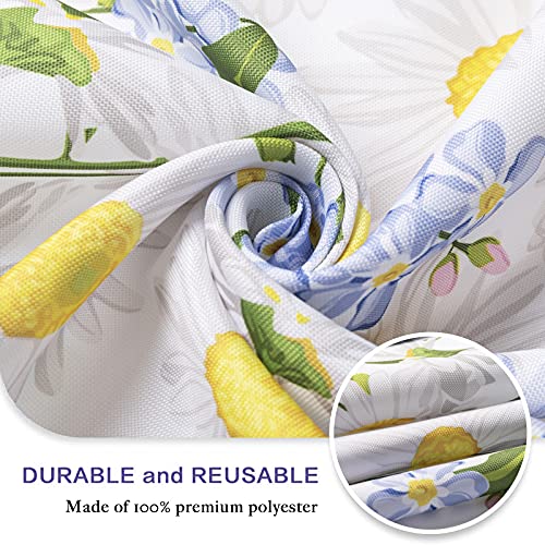 UMINEUX Outdoor Tablecloth with Umbrella Hole and Zipper, Spring/Summer Waterproof Table Cover for Picnic/BBQ/Garden(60" Round,Daisy)