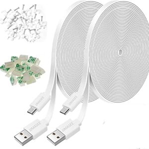 JJMASEE 2 Pack 20FT Power Extension Cable for Wyze Cam V3,Wyze Cam Outdoor,Arlo Essential,Eufy,Kasa,Yi,Blink Camera,NestCam Indoor,Micro USB Charging Cord for Security Camera(White)