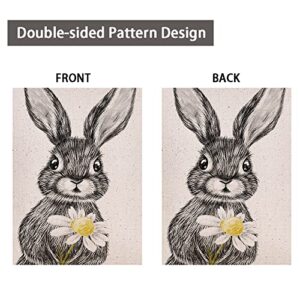 Ogiselestyle Welcome Rabbit Garden Flag Vertical Double Sided, Spring Easter Bunny Daisy Holiday Yard Outdoor Decoration 12.5 x 18 Inch