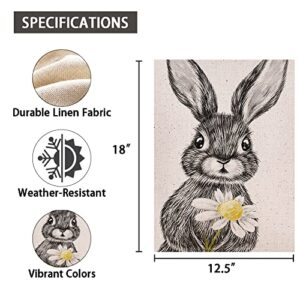 Ogiselestyle Welcome Rabbit Garden Flag Vertical Double Sided, Spring Easter Bunny Daisy Holiday Yard Outdoor Decoration 12.5 x 18 Inch