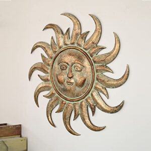 Remenna Metal Sun Wall Art Decor 21.5inch Hanging for Indoor Outdoor Home Bedroom Living Room Office Garden Yard Patio Rustic Finish