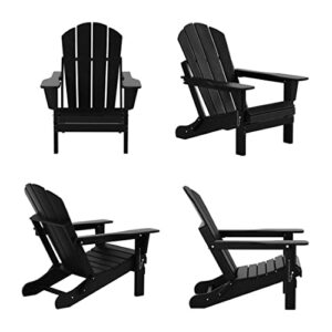 WestinTrends Outdoor Adirondack Chairs Set of 2, Plastic Fire Pit Chair, Weather Resistant Folding Patio Lawn Chair for Outside Deck Garden Backyardf Balcony, Black