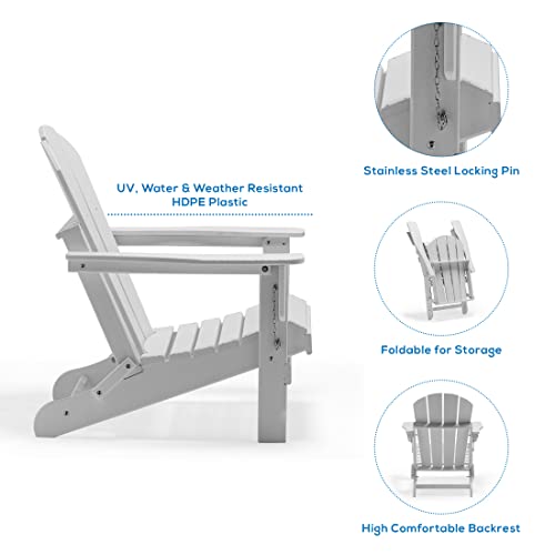 WestinTrends Outdoor Adirondack Chairs Set of 2, Plastic Fire Pit Chair, Weather Resistant Folding Patio Lawn Chair for Outside Deck Garden Backyardf Balcony, Black