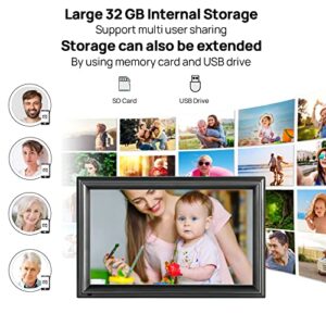 32GB 15.6inch FRAMEO Digital Photo Frame with 1920x1080 FHD IPS LCD Touch Screen, Dual-WiFi Share Photos & Videos Via Frameo App, Support USB Drive/SD Card Extend Storage, Motion Sensor, Auto-Rotate