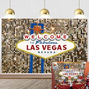 cenven welcome to las vegas backdrop fabulous casino night poker party movie themed photography background gold luxury prom costume dress-up birthday party supplies 7x5ft