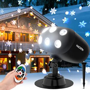 christmas snowfall led projector lights – nacatin 2022 upgrade christmas snow light,snow falling projector lamp dynamic snow effect spotlight for xmas,garden,party,holiday landscape decorative