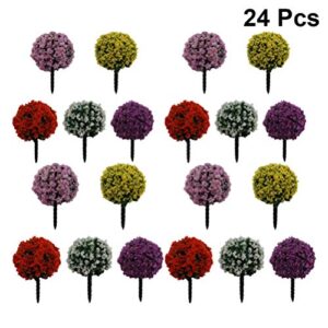 Hemoton 24pcs Micro Landscape Artificial Flower Mini Bundles Fairy Garden Flowers Moss Bonsai Tree Fairy Garden Plant Miniature DIY Landscape Ornament (Colorful)