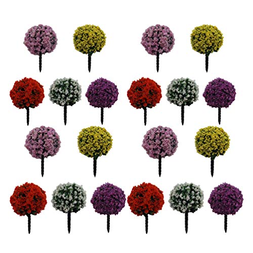 Hemoton 24pcs Micro Landscape Artificial Flower Mini Bundles Fairy Garden Flowers Moss Bonsai Tree Fairy Garden Plant Miniature DIY Landscape Ornament (Colorful)