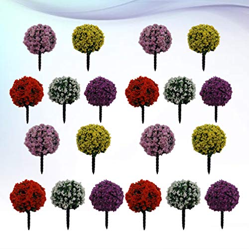 Hemoton 24pcs Micro Landscape Artificial Flower Mini Bundles Fairy Garden Flowers Moss Bonsai Tree Fairy Garden Plant Miniature DIY Landscape Ornament (Colorful)