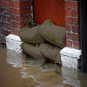 Empty Sandbags Military Green with Ties (Bundle of 20) 14" x 26" - Woven Polypropylene Sand Bags, Extra Heavy Duty Sandbags for Flooding, Sand Bags Flood Protection