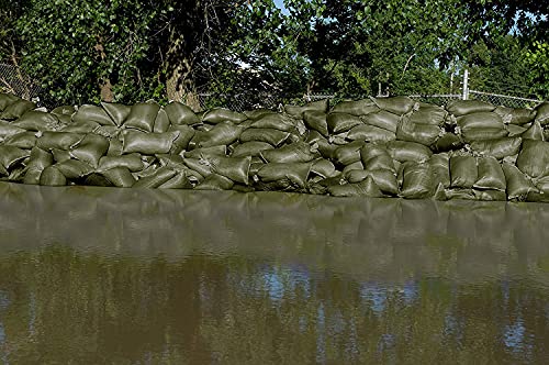 Empty Sandbags Military Green with Ties (Bundle of 20) 14" x 26" - Woven Polypropylene Sand Bags, Extra Heavy Duty Sandbags for Flooding, Sand Bags Flood Protection