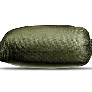 Empty Sandbags Military Green with Ties (Bundle of 20) 14" x 26" - Woven Polypropylene Sand Bags, Extra Heavy Duty Sandbags for Flooding, Sand Bags Flood Protection