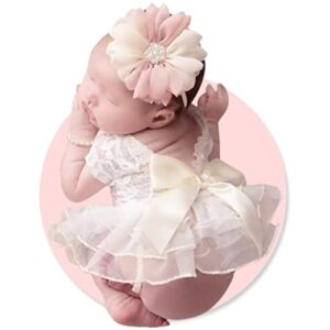 newborn photography outfits girl party princess dress posing props newborn lace rompers with flower headband