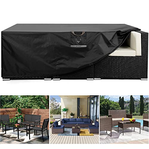 Paswith Outdoor Patio Furniture Covers Waterproof 600D Strong Tear Resistant Outdoor Table Covers, Patio Furniture Covers Windproof UV & Fade Resistant For Outdoor Furniture(90"Lx60"Wx28"H)