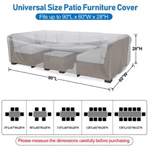 Paswith Outdoor Patio Furniture Covers Waterproof 600D Strong Tear Resistant Outdoor Table Covers, Patio Furniture Covers Windproof UV & Fade Resistant For Outdoor Furniture(90"Lx60"Wx28"H)