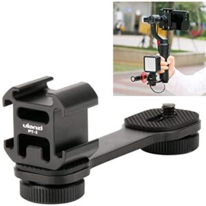 Ulanzi PT-3 Triple Cold Shoe Gimbal Microphone Mount Extenstion Bar, w 1/4 inch Adapter Video Light Microphone Mount Compatible for DJI OM 4/OSMO Mobile3/Zhiyun Smooth q 4/Feiyu Gimbal Stabilizer