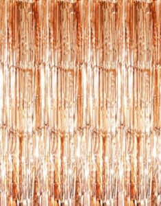 goer 6.4 ft x 9.8 ft metallic tinsel foil fringe curtains,pack of 2 party streamer backdrop for birthday,graduation decorations and new year eve (champagne gold)