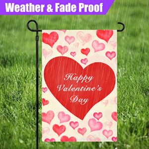 Valentines Day Garden Flag Vertical 12 x 18 Inch Double Sided Love Heart Valentine’s Day Garden Flag for Yard Outdoor Decoration