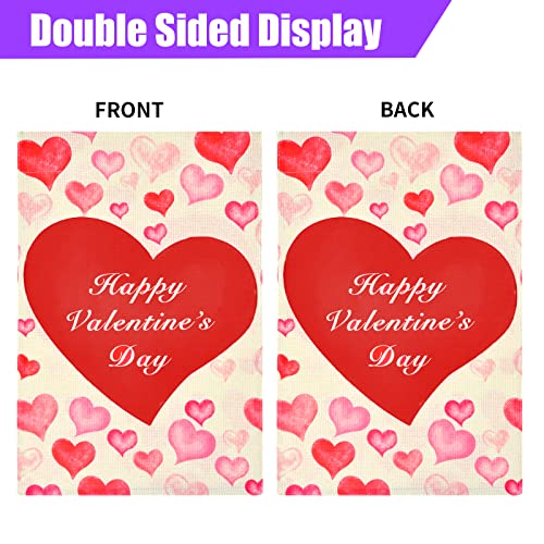 Valentines Day Garden Flag Vertical 12 x 18 Inch Double Sided Love Heart Valentine’s Day Garden Flag for Yard Outdoor Decoration