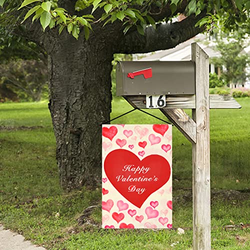 Valentines Day Garden Flag Vertical 12 x 18 Inch Double Sided Love Heart Valentine’s Day Garden Flag for Yard Outdoor Decoration