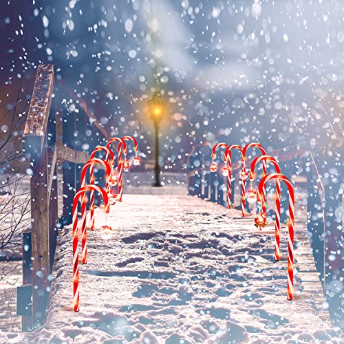 22'' Christmas Decorations Candy Cane Lights, 10pcs Waterproof Outdoor Christmas Lights with 8 Modes for Pathway Yard Lawn Patio Garden Indoor/Outdoor Decorations