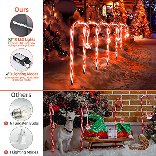 22'' Christmas Decorations Candy Cane Lights, 10pcs Waterproof Outdoor Christmas Lights with 8 Modes for Pathway Yard Lawn Patio Garden Indoor/Outdoor Decorations