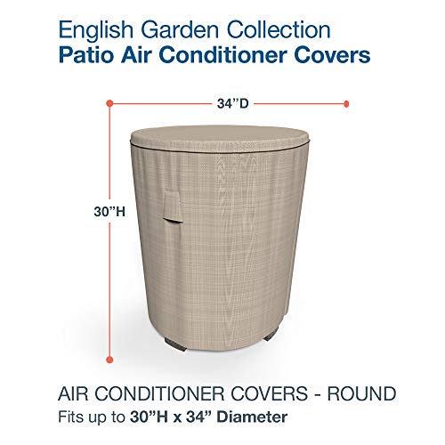Budge P9A18PM1 English Garden Round AC Cover Heavy Duty and Waterproof, 34" D x 30" H, Tan Tweed