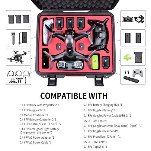 FPVtosky Professional Hard Case for DJI FPV [Case Only] - DJI FPV Drone Carrying Case Accessories - Fits 6 batteries - Keep Props On