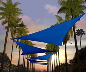 amgo 16′ x 16′ x 16′ blue triangle sun shade sail canopy awning, 95% uv blockage water & air permeable, commercial & residential, for patio yard pergola, 5 yrs warranty (available for custom sizes)