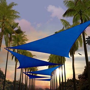 Amgo 16' x 16' x 16' Blue Triangle Sun Shade Sail Canopy Awning, 95% UV Blockage Water & Air Permeable, Commercial & Residential, for Patio Yard Pergola, 5 Yrs Warranty (Available for Custom Sizes)