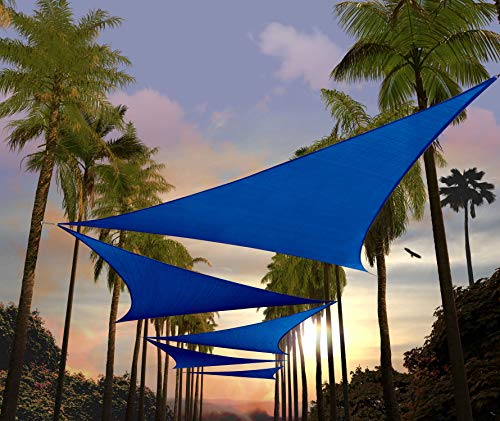 Amgo 16' x 16' x 16' Blue Triangle Sun Shade Sail Canopy Awning, 95% UV Blockage Water & Air Permeable, Commercial & Residential, for Patio Yard Pergola, 5 Yrs Warranty (Available for Custom Sizes)