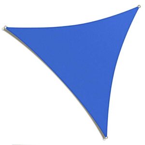 Amgo 16' x 16' x 16' Blue Triangle Sun Shade Sail Canopy Awning, 95% UV Blockage Water & Air Permeable, Commercial & Residential, for Patio Yard Pergola, 5 Yrs Warranty (Available for Custom Sizes)