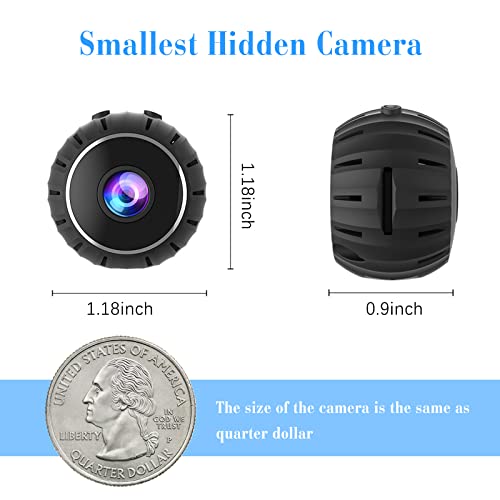 Xmasneed Mini WiFi Spy Camera 1080P, Wireless Hidden Spy Cam Video Recording Live Feed, Home Security Nanny Camera/Auto Night Vision/Motion Activated Alarm(2021 Upgraded Phone APP) (Black)