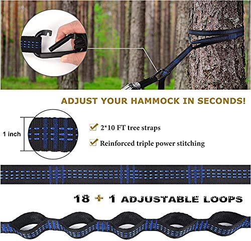 Hammocks with Net, Mosquito Net Hammock for Camping Portable Nylon Hammocks Parachute Lightweight with Tree Straps, Garden Swing Hammock for Outdoor Hiking Travel (Black/Gray)